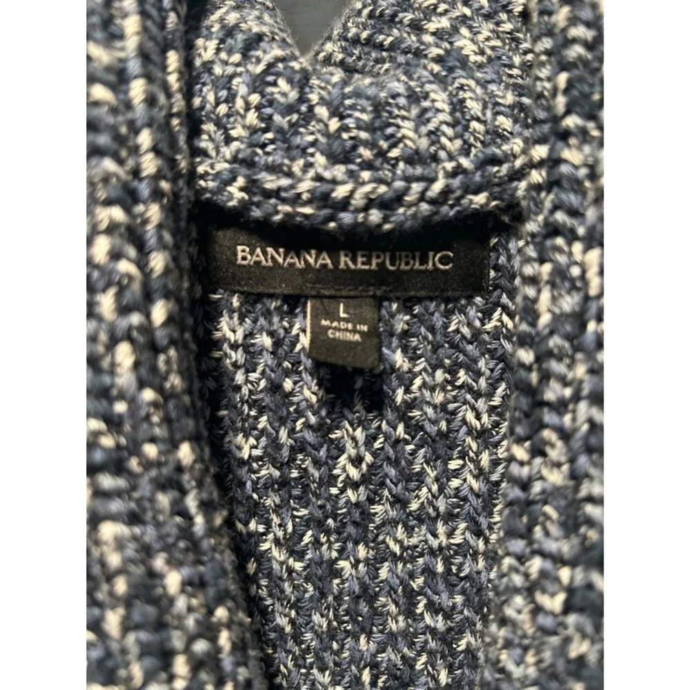 Banana Republic Blue Gray Marled Shawl-Collar Cardigan Large 100% Cotton